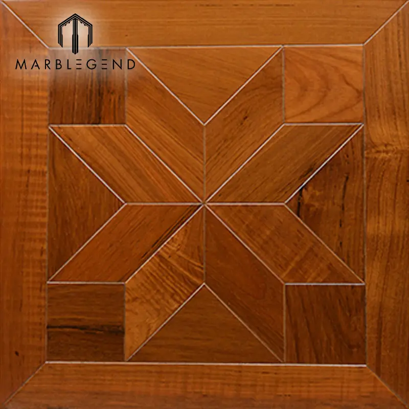 Custom design intarsio modelli intarsio di legno modelli di Porcellana annatto legno francese pavimenti in parquet di 12x12