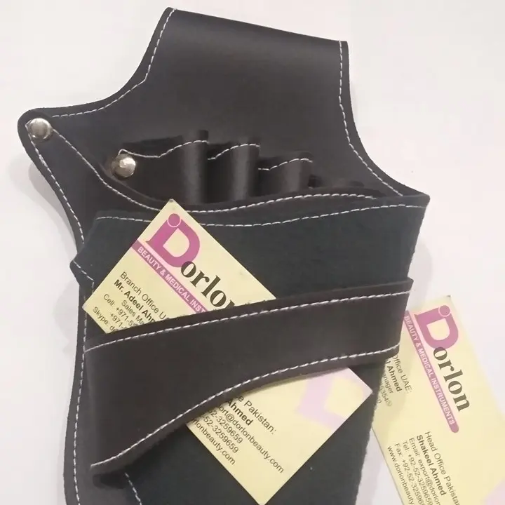 Custom Logo High Quality Barber Holster Scissor Bags PU Leather Pouch Holder with Adjustable Belt