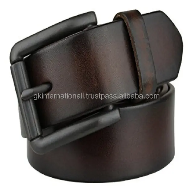 Cinturón de piel auténtica para hombre, cinturón informal de alta calidad con hebilla de latón sin óxido