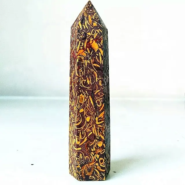 Mariyam Jasper Menara Mineral Fosil Alami Dipoles Kristal Kaligrafi Arab Batu Berdiri Titik untuk Dekorasi Rumah