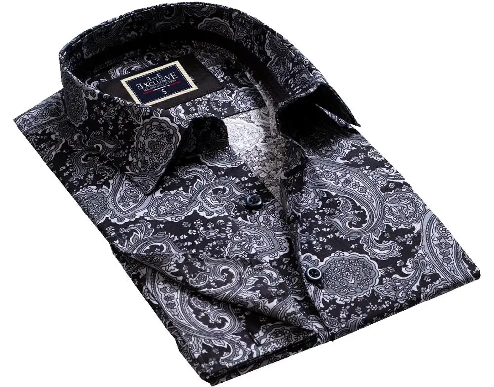 Camisa de vestir con puño francés de alta calidad Paisley