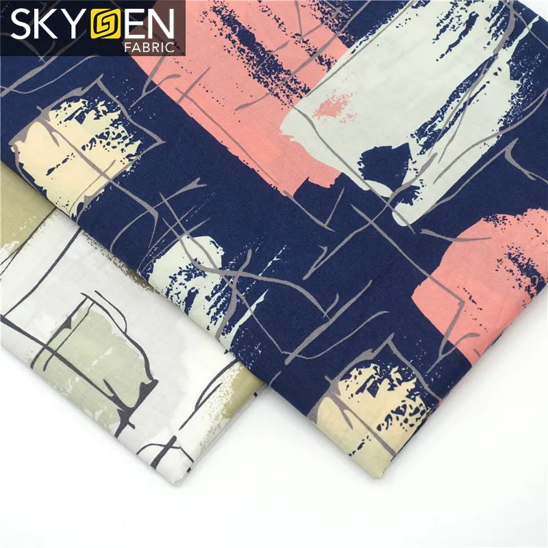 Skygen 100 algodão feminino, camisa vestido de tecido personalizado