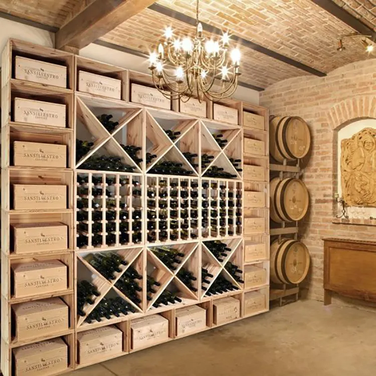 Estante de madera de gran capacidad para almacenamiento de botellas de vino