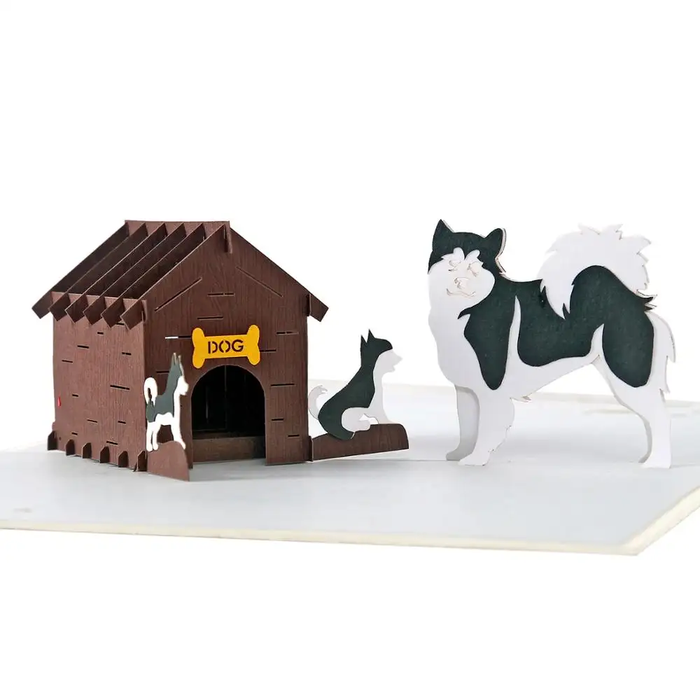 Biglietto Pop-Up 3D di auguri per animali la carta regalo per cani dal Vietnam miglior fornitore e miglior prezzo per OEM ODM