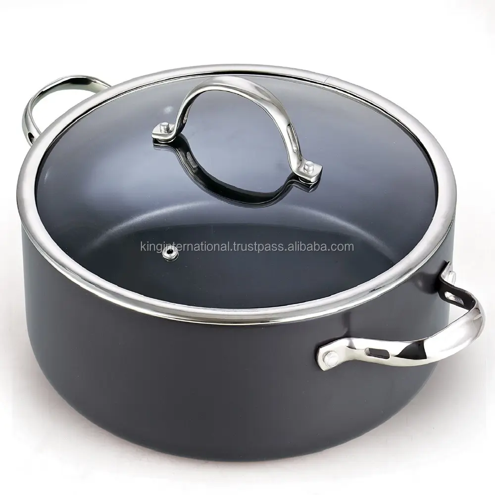 KING INTERNATIONAL unique design stainless steel cookware set with glass lid stylish round handle new color range