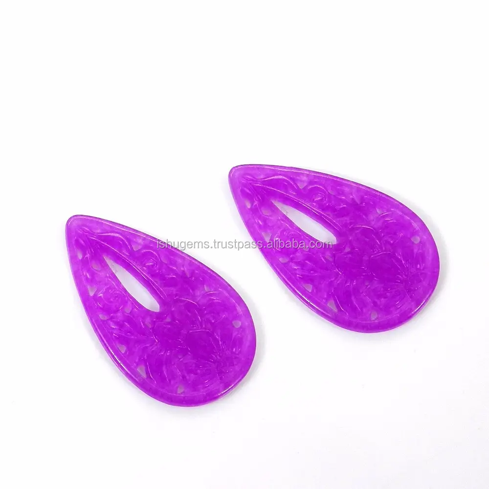 1 Pair Chinese Purple Jade Carving 41x24mm Pear 35.35 cts Loose Gemstone für Earrings