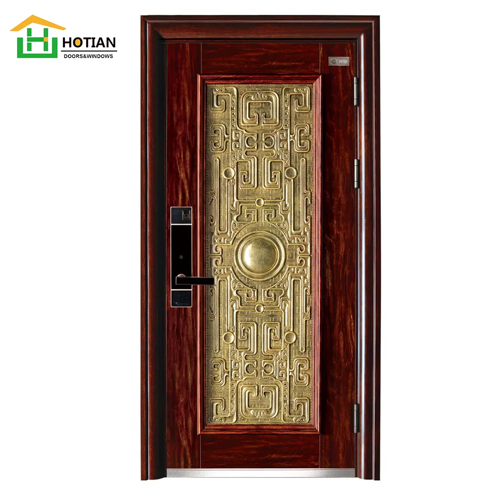 Frontal decorativa simple protección contra la lluvia de acero puerta y ventana de diseño de la parrilla de Casa frente puerta de metal en China