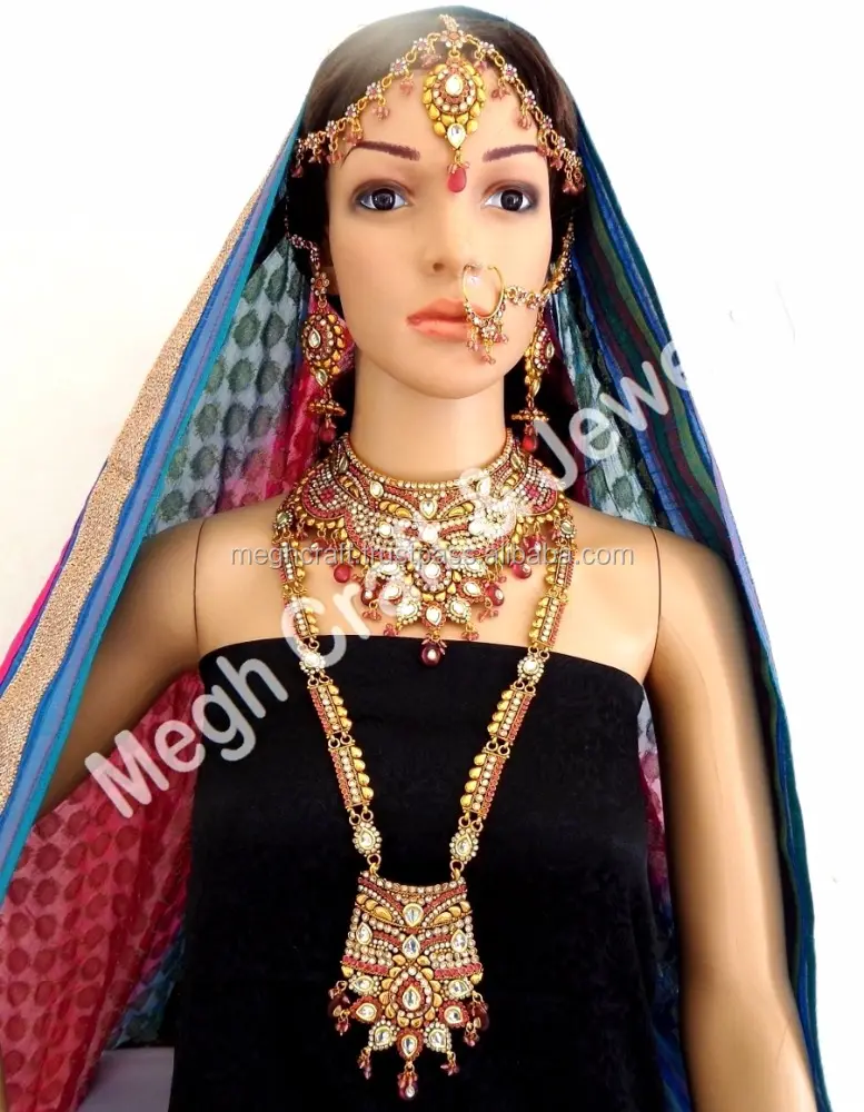 Exklusives Set voller Braut schmuck-Indische Hochzeits kleidung Dulhan Set-Bollywood Modedesigner Braut schmuck Set