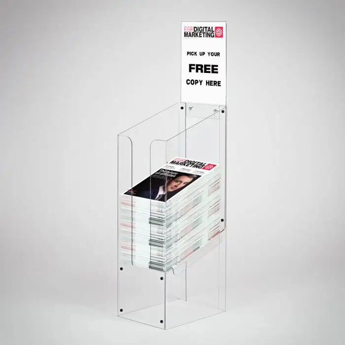 Acryl Zeitung Magazin Dump Bin Transparent Plexiglas Magazin Halter mit Poster