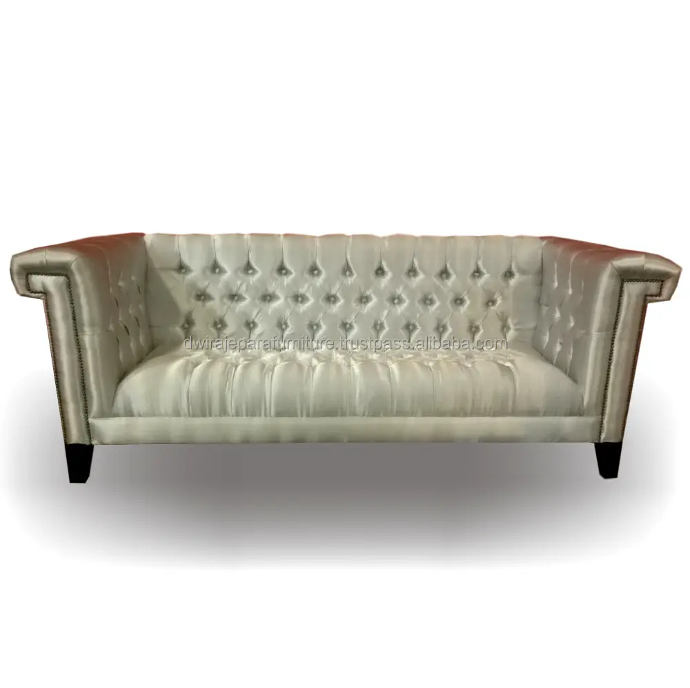 Cherterfield sofá de móveis prata-mogno mobiliário sala de estar conjuntos de sofá da ínsia.