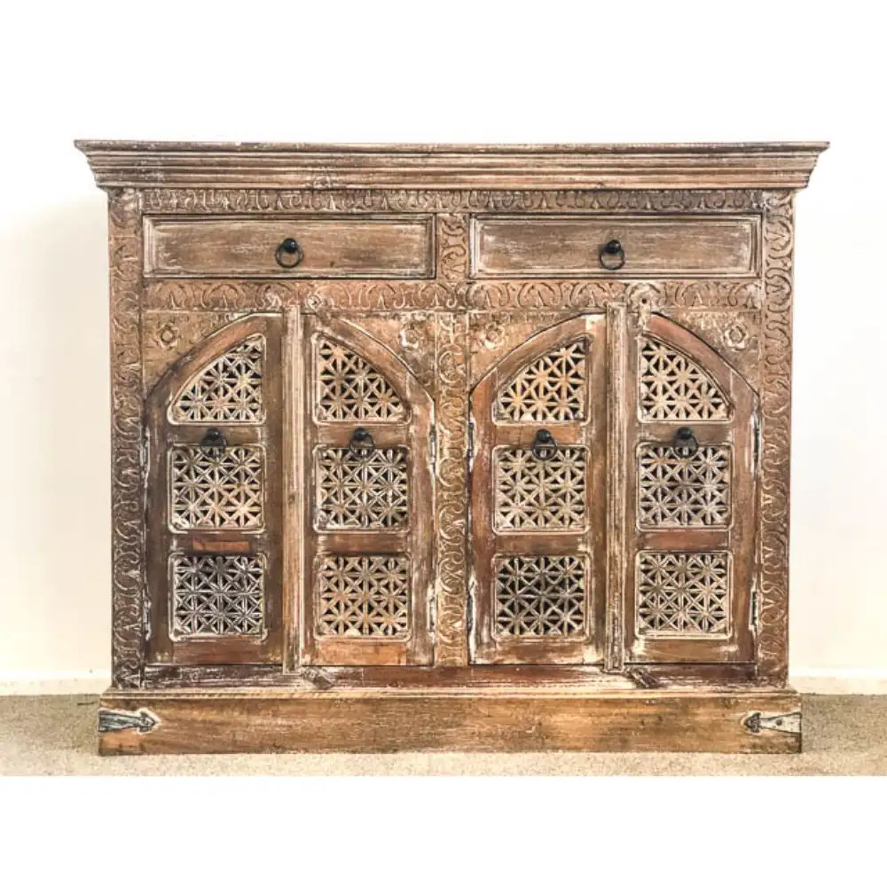Credenza In Legno di Mango indiani Intagliato India cabinet in legno rustico antico buffet armadio con cassetti fatti a mano