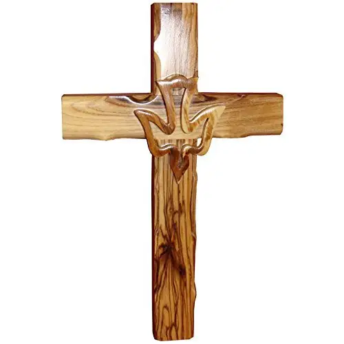 Cruz cristiana de Paloma de madera