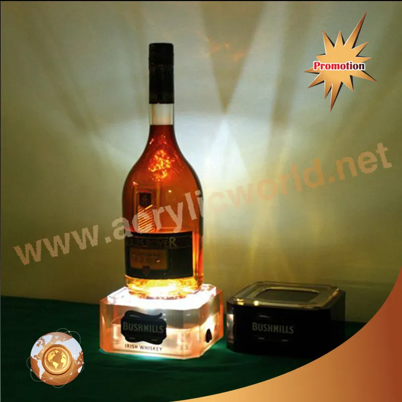 Soporte de iluminación led glorificador de botella de vino acrílico personalizado pantalla LED