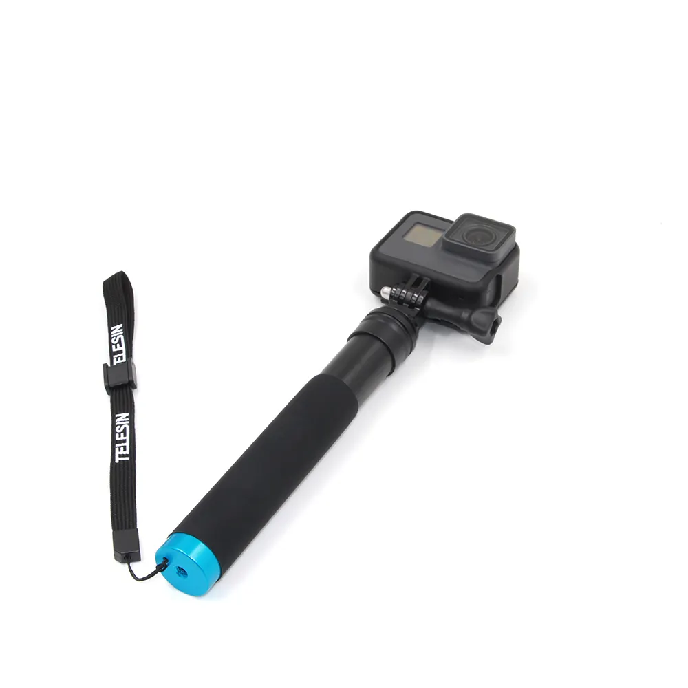 TELESIN Extendable Aluminum Alloy Selfie Stick + Mini Tripod Mount, Phone Clip for Go Pro Hero10 action cameras