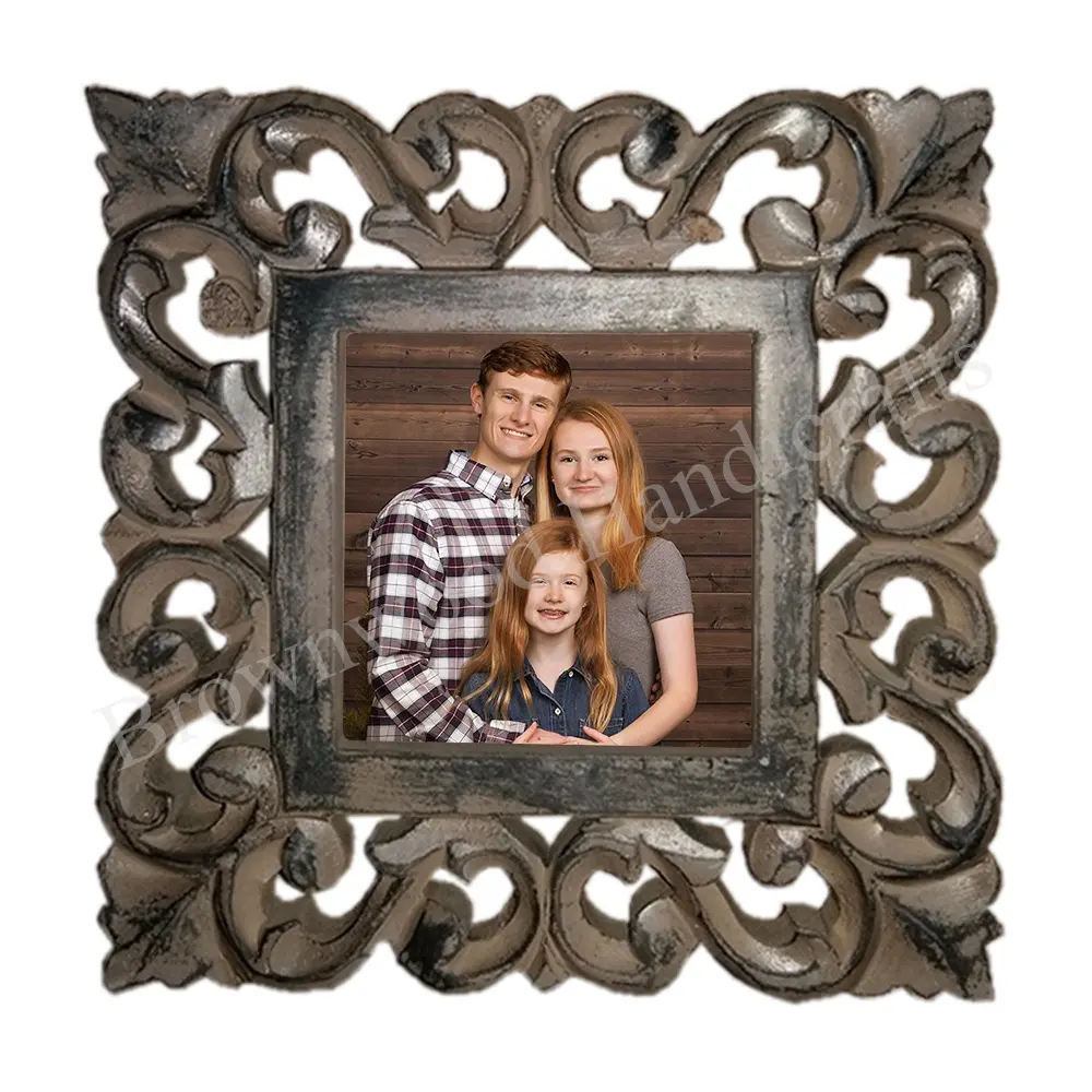 Mão Esculpida Personalizado Madeira Quadrado Photo Frame Para Foto Decoração & Presentes Use Direct Factory Supply a Preço de Atacado