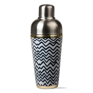 <strong>Blue</strong> and White Enameled <strong>Cocktail</strong> Shaker Durable Stylish Barware Stainless Steel Mixer Professional Quality for Home Bar - Product Image 1