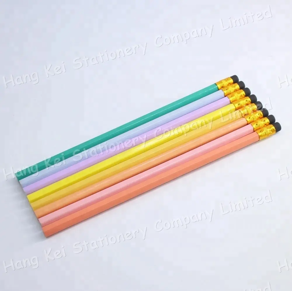 Eco friendly natural wood-based colored hb pencil with top eraser