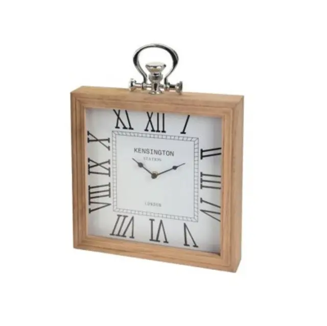 Relógio de mesa vintage para decoração de paredes, relógio de mesa quadrado de madeira para decoração de casa, acessório de mesa personalizado para decoração de paredes e paredes