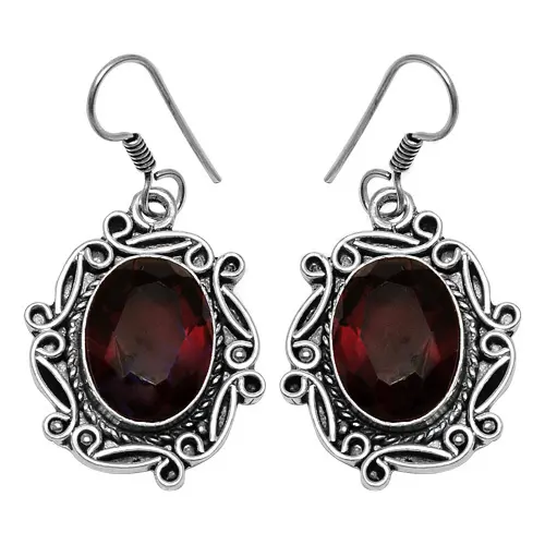 Bellissimo orecchino con pietre preziose 925 in argento Sterling con perline in pietra rossa in argento orecchini pendenti con pietre di vetro da donna