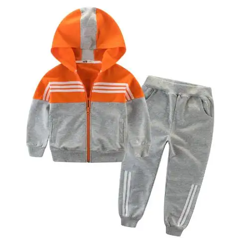 Diseño personalizado bebé Casual chándal muchacho de los niños Niña de algodón con cremallera chaqueta pantalones 2 unids/set niños traje de deporte de ocio