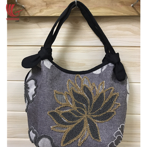 面料休闲包女士的花朵图案/女式布休闲包/帆布流浪汉包批发
