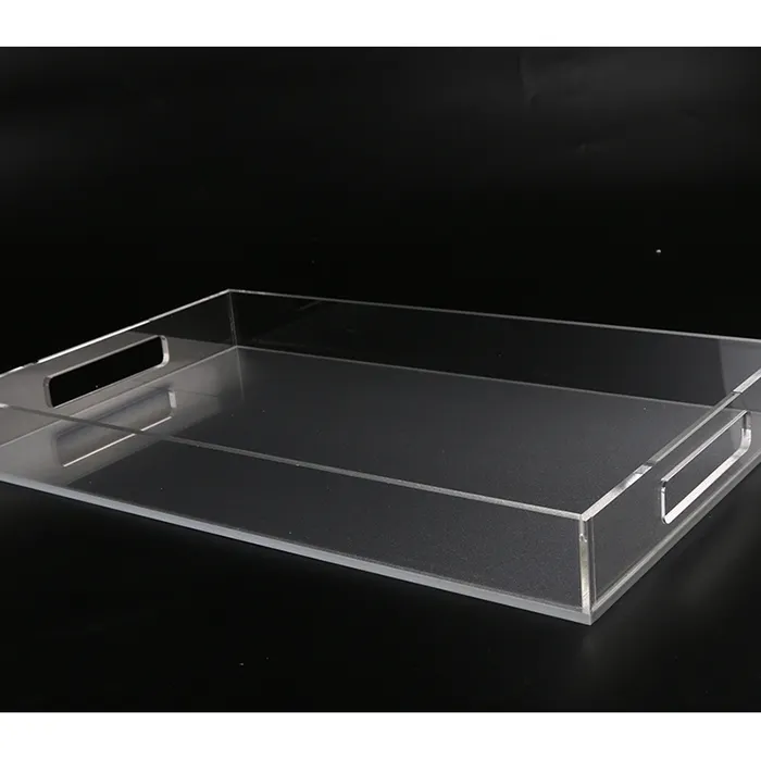 Rectangular Customized Clear Acrylic Candy Tray Transparent Plastic Wine Holder Tray Perspex Serving Tray for Party Wholesale