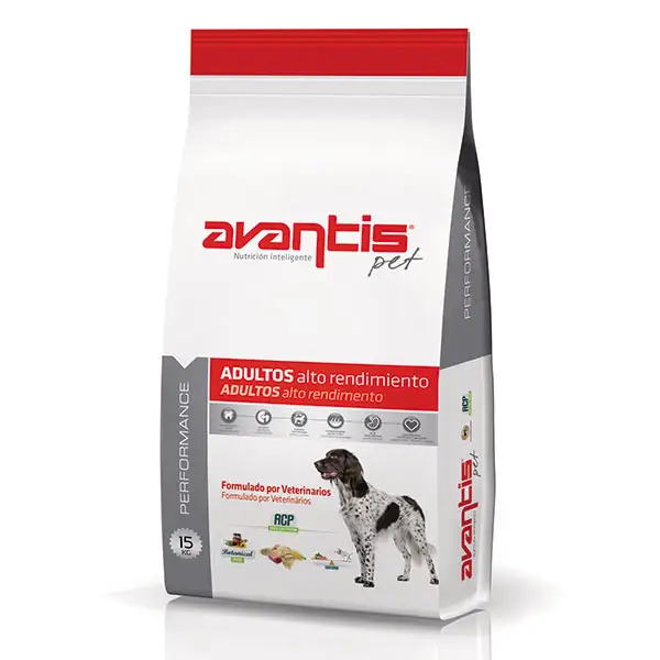 Seco premium de comida de perro con carne de cerdo y pollo La energía Perros adultos con un alto nivel de actividad física. AVANTIS rendimiento