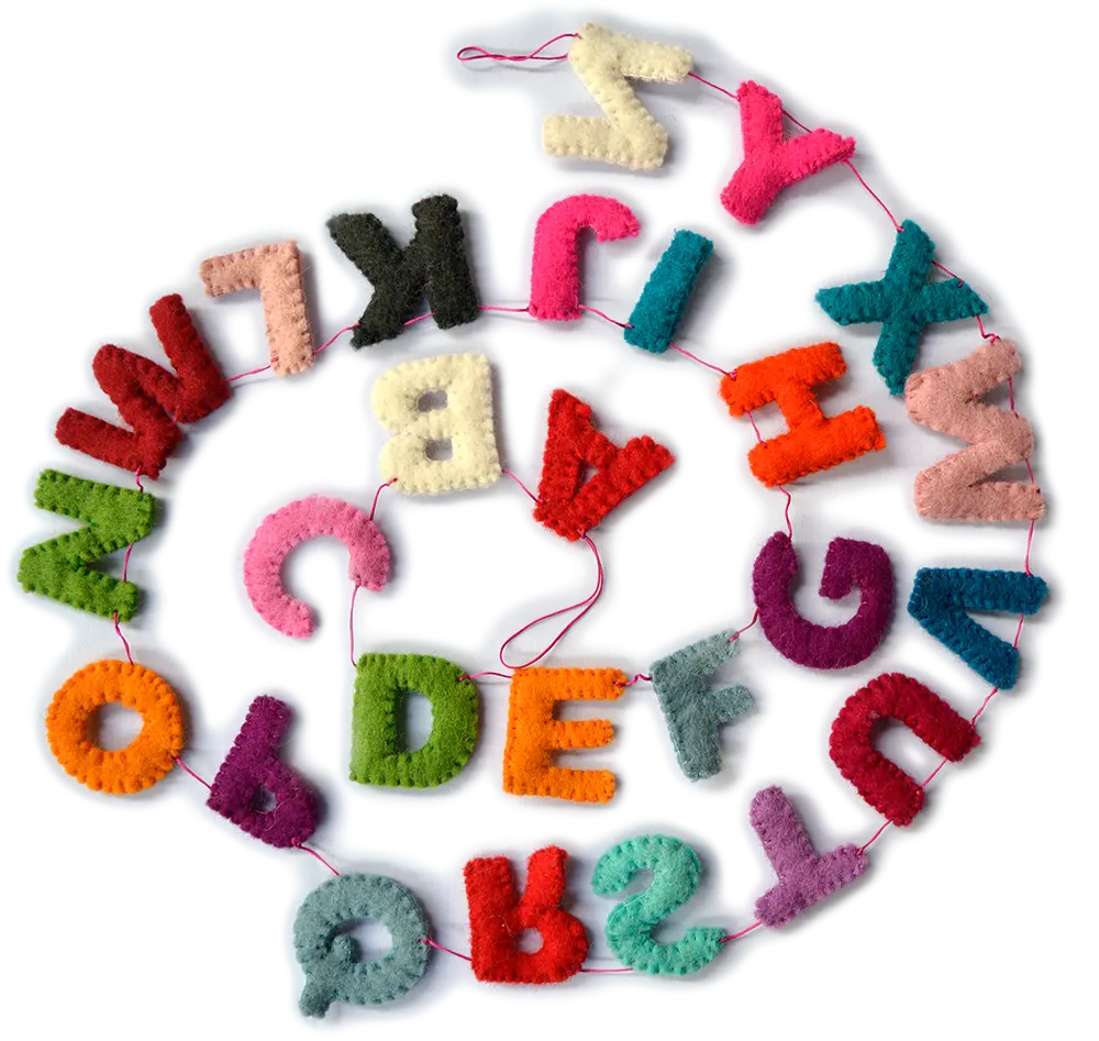 100% Wollfilz handgemachte Alphabet Girlande Nepal