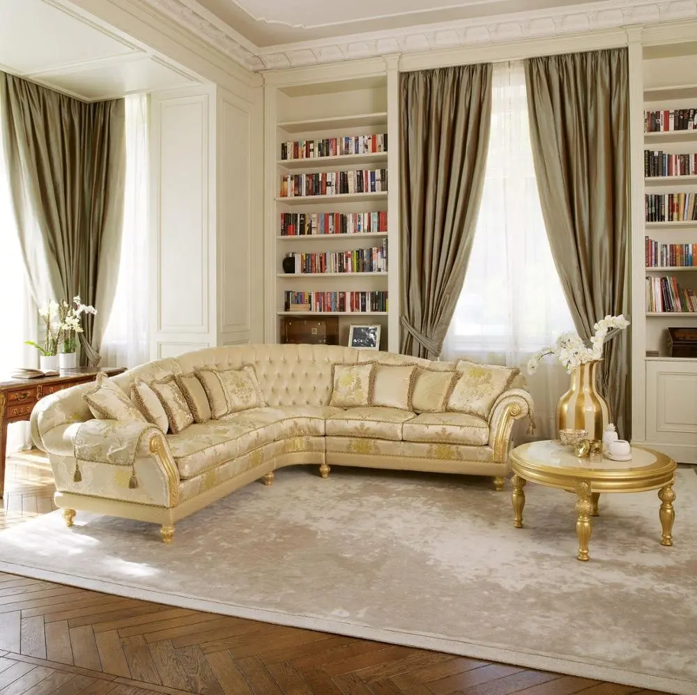 Divani soggiorno, divano in stile classico, divano ad angolo in tessuto classico