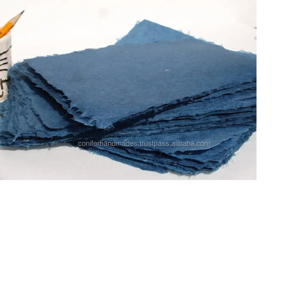 denim handmade papers made from real denim recycled fibres available in sheet size of 56 * 76 suitable for greeting card