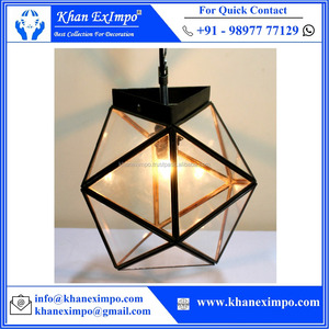 Retro LOFT avize, kolye ışık asılı lamba basit demir eşkenar dörtgen İskandinav Modern KEI-1159 B, yaratıcı geometrik otel siyah - Product Image 3