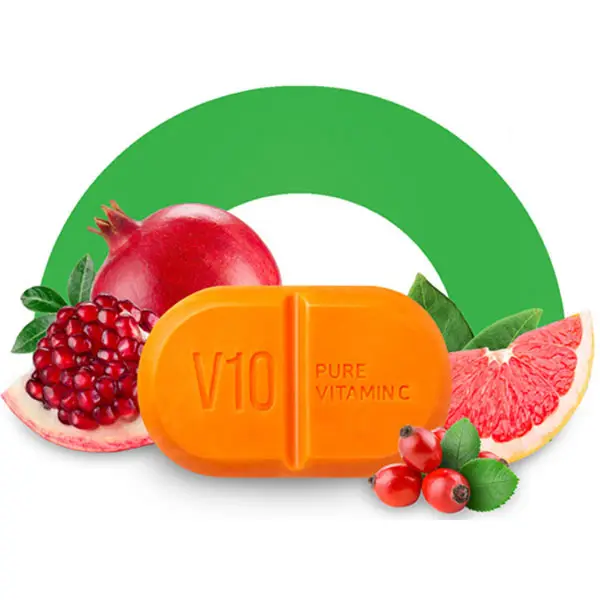 Barra de sabão de vitamina c, branqueamento natural e brilho v10