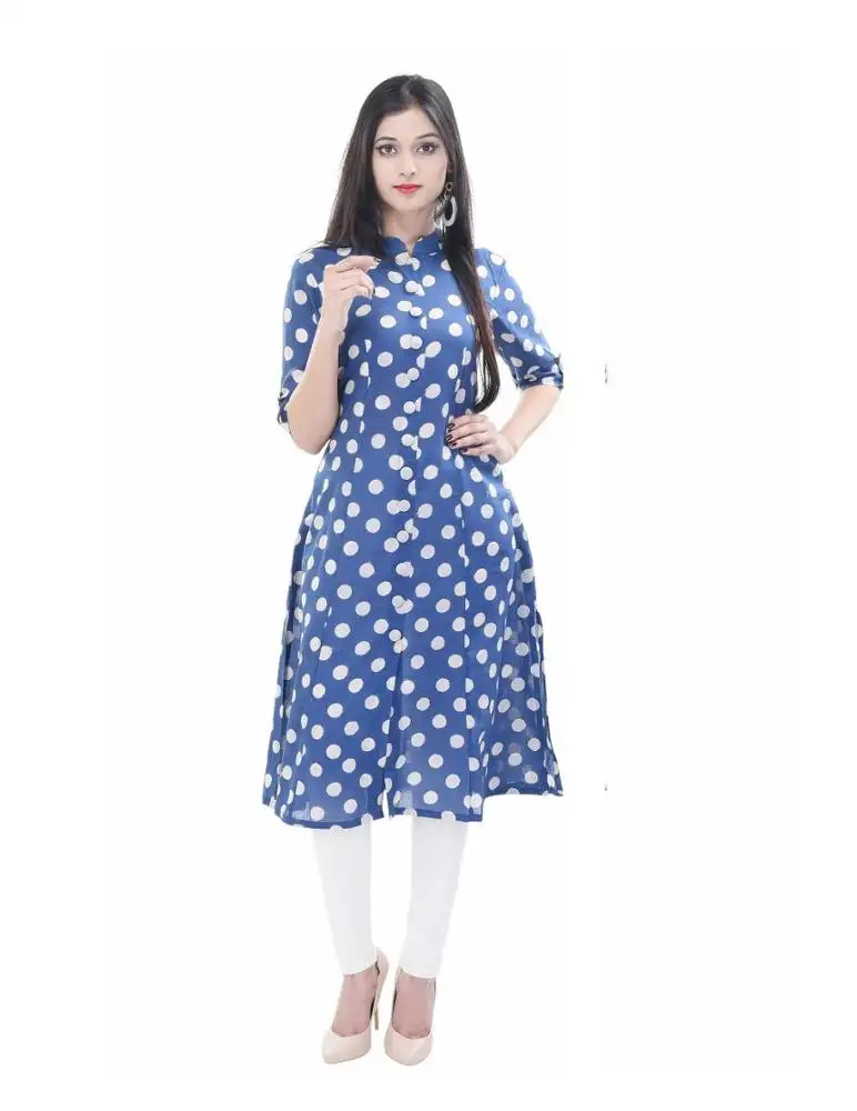 Indian Katoen Western Casual Wear Hand Blok Gedrukt Designer Lange Kurti Voor Vrouwen