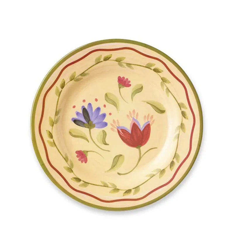 9 inch hand-painted flower decorative ceramic salad dinner plate