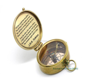 J.R.R. <strong>Tolkien</strong> Inspired Brass Compass Engraved &quot;All Is Gold...&quot; With Leather Case for Navigation for Hiking and Camping - Product Image 2