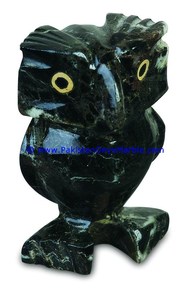 石雕大理石鸟猫头鹰雕像雕塑雕像手工雕刻的天然石材黑色白色矿物红色米色 - Product Image 2
