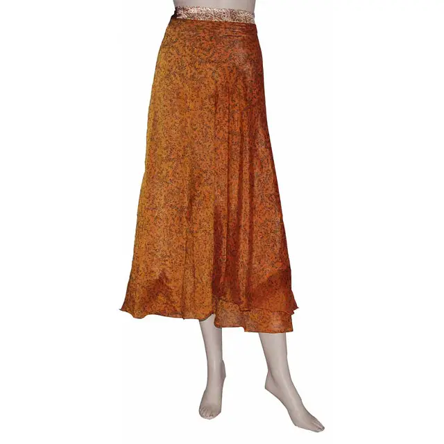 Robe portefeuille en soie à deux couches pour femme, jupe en Sarong magique,