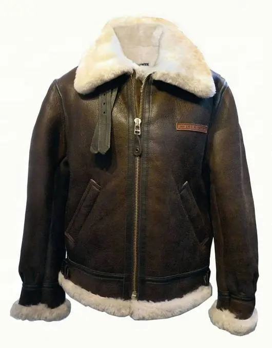 BLOUSON BOMBER EN PEAU DE MOUTON B-3 MARRON POUR HOMME