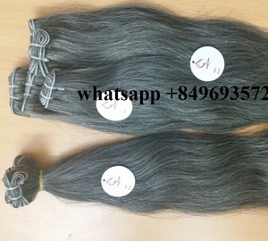 Remy saç 100 insan saçı postiş fiyatları, ucuz Vietnam bakire saç atkı, çift çizilmiş gri insan saçı dokuma - Product Image 4