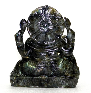 Labradorit oyma Ganesha heykel el-oyma heykeli heykelcik doğal taş yeşim kuvars şifa çakra desen - Product Image 4
