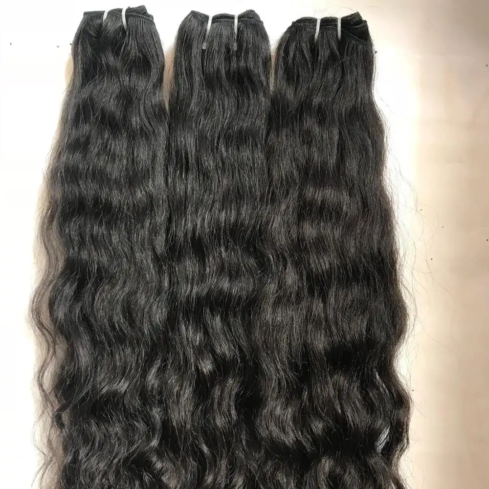 Extensiones de cabello indio crudo directamente de la India, ondulado Natural, mechones sin procesar de cabello humano virgen Remy barato