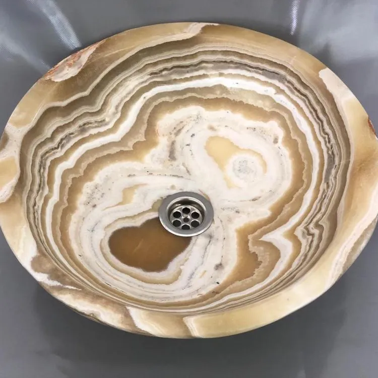 Onix bacia de mármore do banheiro amarelo