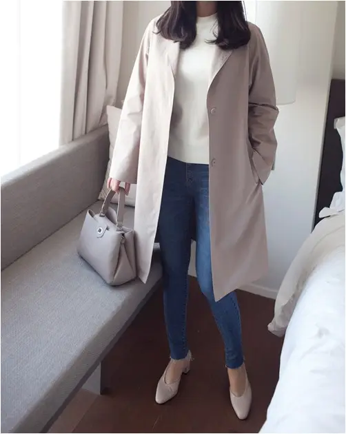 Abrigo largo hecho a mano estilo coreano para mujer
