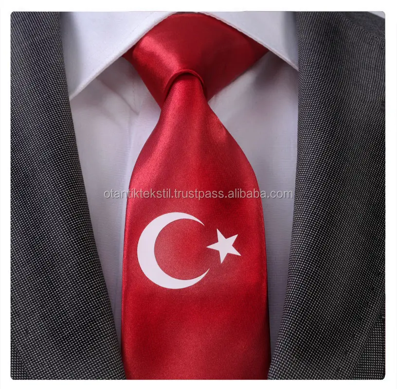 Turkije Vlag Stropdas, Beste Verkoopt, Stropdas, Zijden Stropdas, Stropdas Label, Corbata, Krawatte, Schlips