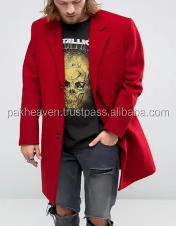 Overcoat In Red wool Trench Coat oem custom logo winter men wool over coat western style ladies