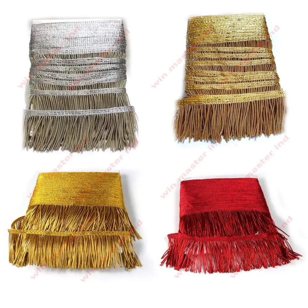 bullion wire fringe gold red and silver