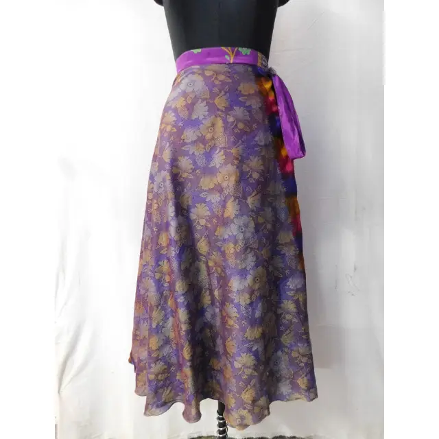 Magic boho vintage silk sari wrap around reversible long beach casual wear long skirt designer sexy fashionable dress skirts
