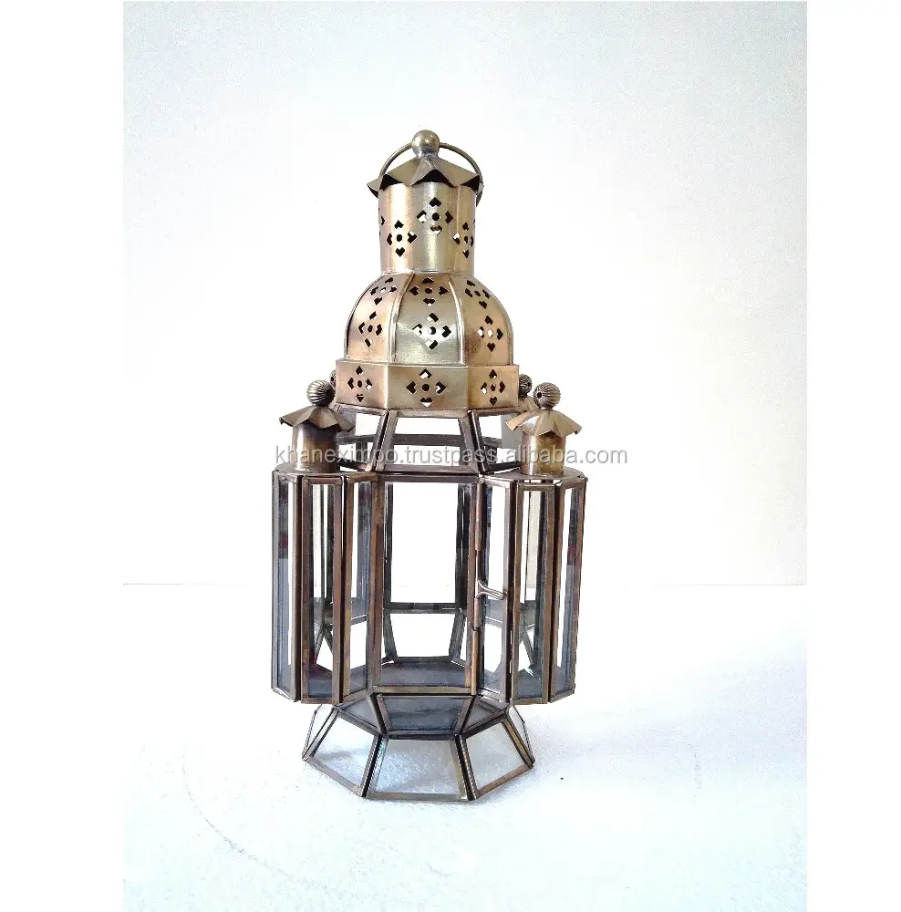 Metall marok kanis che Tisch kerze Laterne Hausgarten Hochzeit dekorative Tisch lampe Messing Vintage