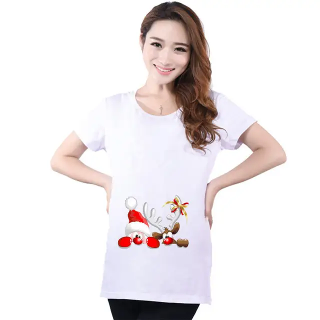 Maternity T Shirts - Wholesale Factory High Quality Custom Printed White Short Sleeve Maternity T Shirts