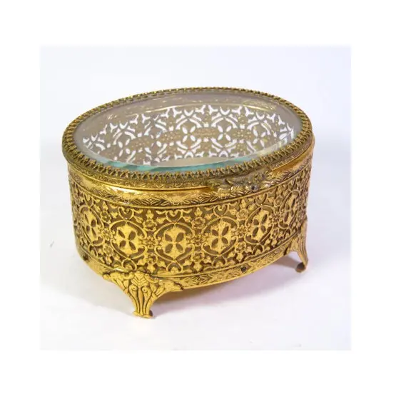 brass glass jewelry box